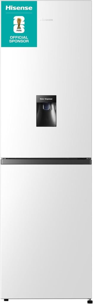 Hisense RB327N4WWE 55cm Freestanding 50/50 Fridge Freezer - 251 litre capacity - Total No Frost - Non-plumbed Water Dispenser - White - E Rated, H182.4 x W55 x D55.7 (cm)          [Energy Class E]
