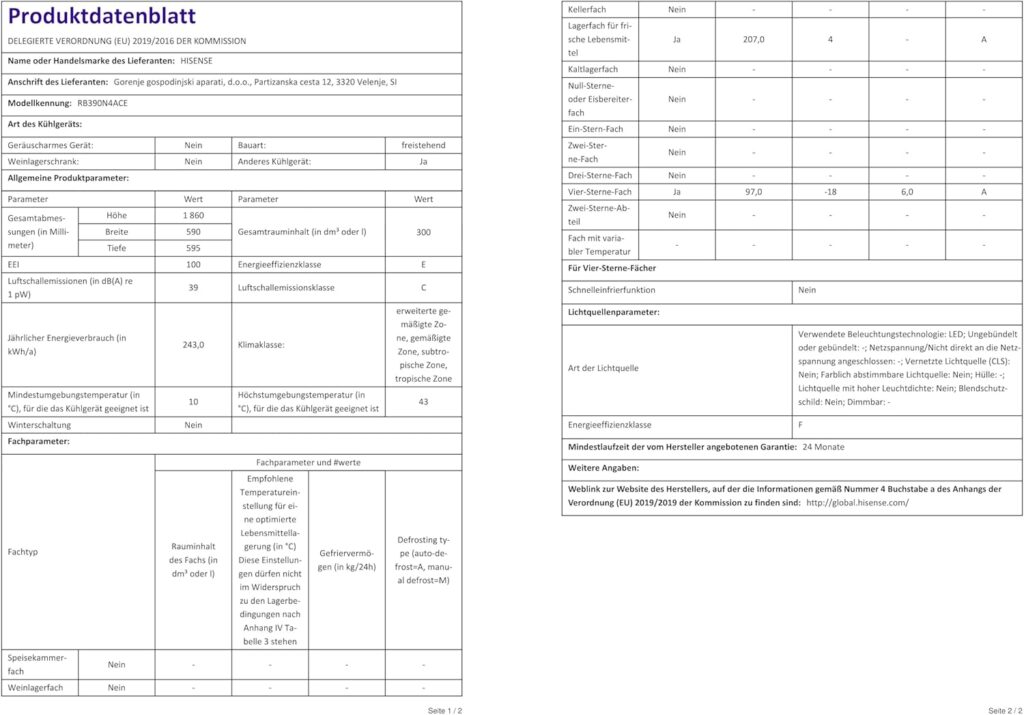Hisense RB390N4ACE 60cm Free Standing Fridge Freezer Stainless Steel E Rated          [Energy Class E]