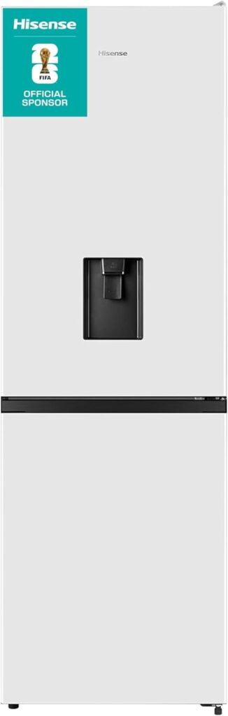 Hisense RB390N4WWE 60 cm Freestanding 60/40 Fridge Freezer - 304 litre Capacity - Total No Frost - Non-Plumbed Water Dispenser - White - F Rated          [Energy Class E]