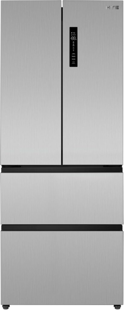 HYE American Fridge Freezer - Side By Side American Style Fridge Freezer With Water Dispenser, No Frost, 444L Freestanding Design, Low Noise (39dB), Cool Silver Finish - RF01AMWD460S03          [Energy Class E]
