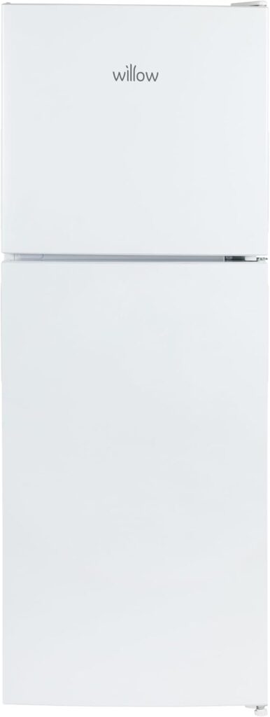 Willow WTM138W 138L Small Fridge Freezer with Adjustable Thermostat, Top Mount Slimline Fridge Freezer, Mark Proof Finish - White          [Energy Class E]