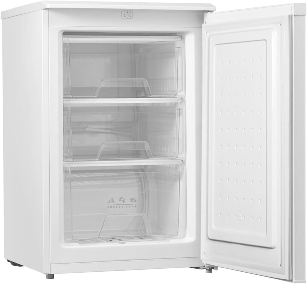COMFEE RCU83WH2(E) 88L Freestanding Under Counter Freezer, 55cm Wide, Reversible Door, 3 Drawers, 4 Star Freezer Rating, Adjustable Thermostat, White          [Energy Class E]