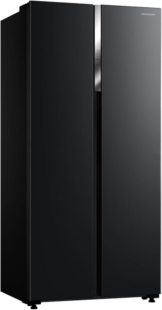 Cookology CSBS460BK 177.5cm Freestanding American Side-by-Side Fridge Freezer in Black - 460 Litre Capacity - 2 Doors - Frost Free - Adjustable Temperature Control - Super Freeze Setting          [Energy Class E]