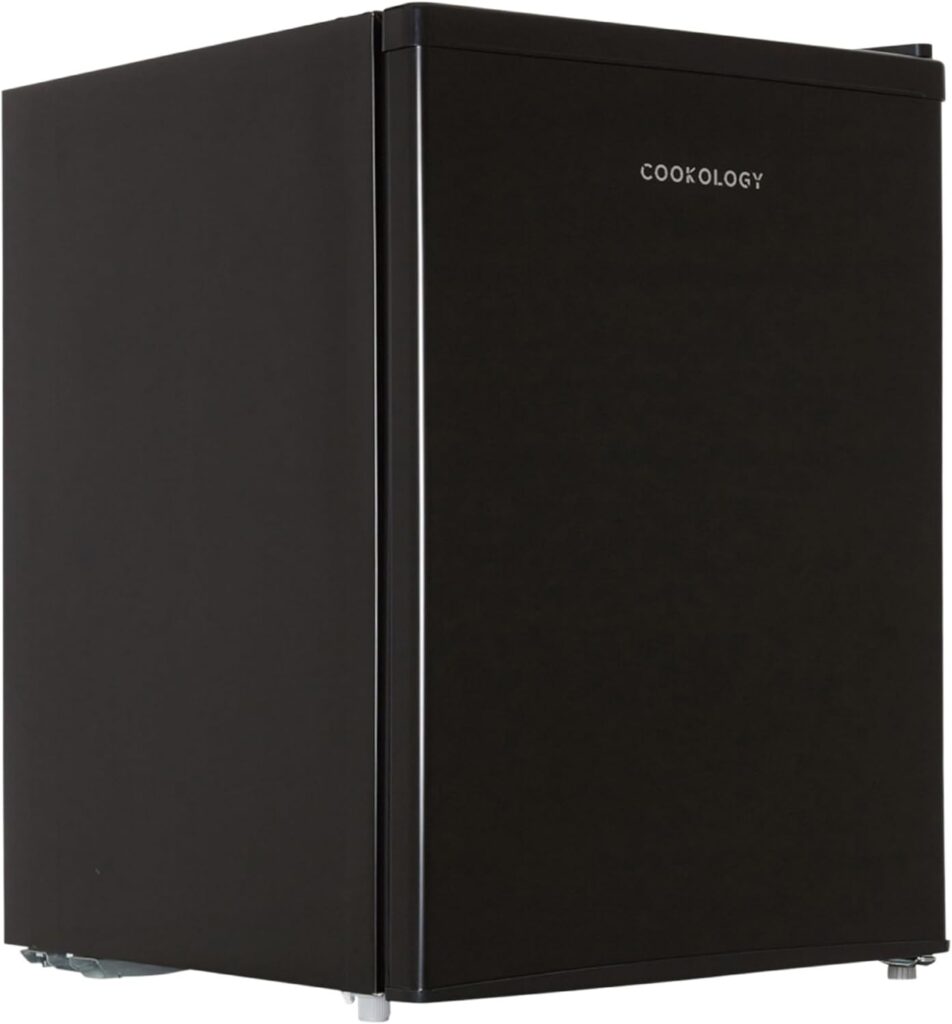 Cookology MFR67BK Small Table Top Mini Fridge in Black - 67 Litre Capacity - Reversible Door - Adjustable Temperature Control  Legs - Chiller Box          [Energy Class F]