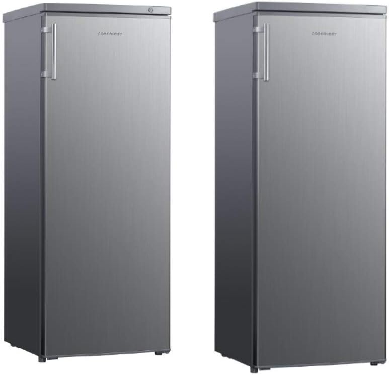 Cookology Upright Fridge  Freezer Pack in Inox, 143cm High, 55cm Wide, Side-by-Side          [Energy Class F]