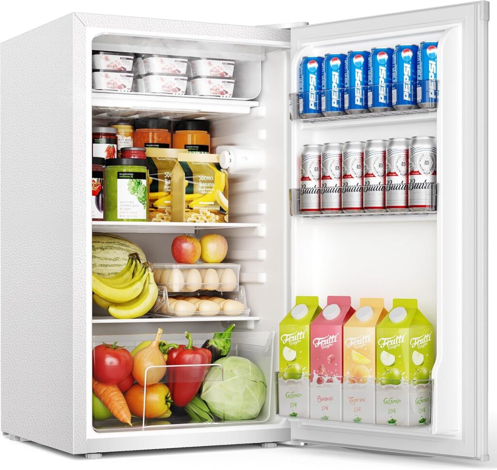 EUHOMY 91L Under Counter Fridge Freezer with Cooler Box, Undercounter Mini Fridge, 7-Stage Thermostat, 82L Refrigerator  8L Freezer, 39dB Ultra-Quiet Energy Efficient for Dorm/Office/Bedroom, White          [Energy Class E]