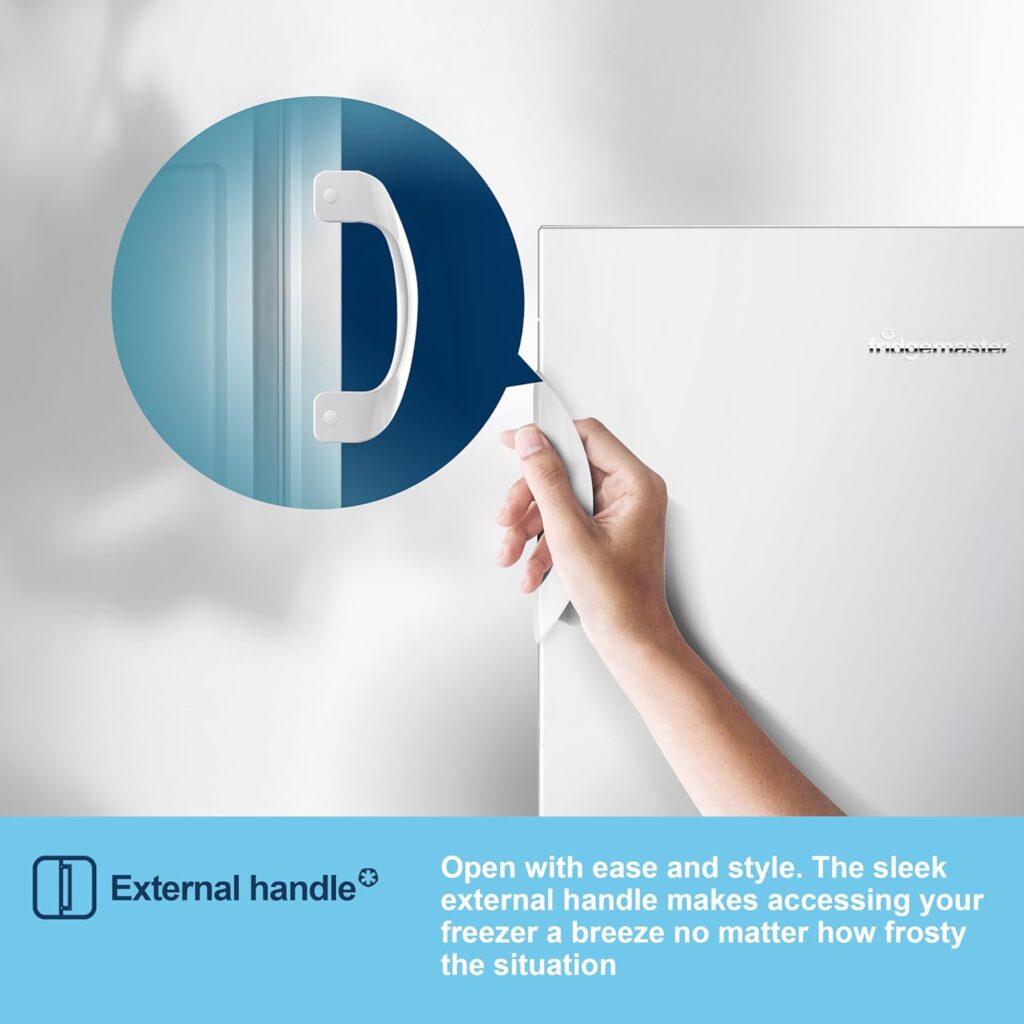 Fridgemaster MTZ55153E Freestanding Upright Freezer, 165 Litres, 143 cm Tall, 4 Star Freezer Rating, 55cm width, E Rated in White          [Energy Class E]