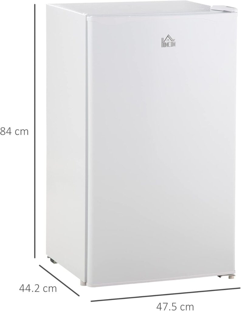 HOMCOM 91 Litre Freestanding Under Counter Fridge Freezer, Small Fridge with Chiller Box, Adjustable Thermostat, 47.5cm Wide, White          [Energy Class E]