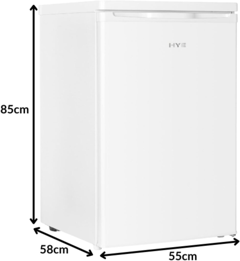 HYE Under Counter Freezer - 91L Freezer, 85CM Height, 55CM Width, Quiet 40 dB Operation, Freestanding Design, White, Ideal For Smaller Homes  Apartments - RF01UCFR91W01          [Energy Class E]