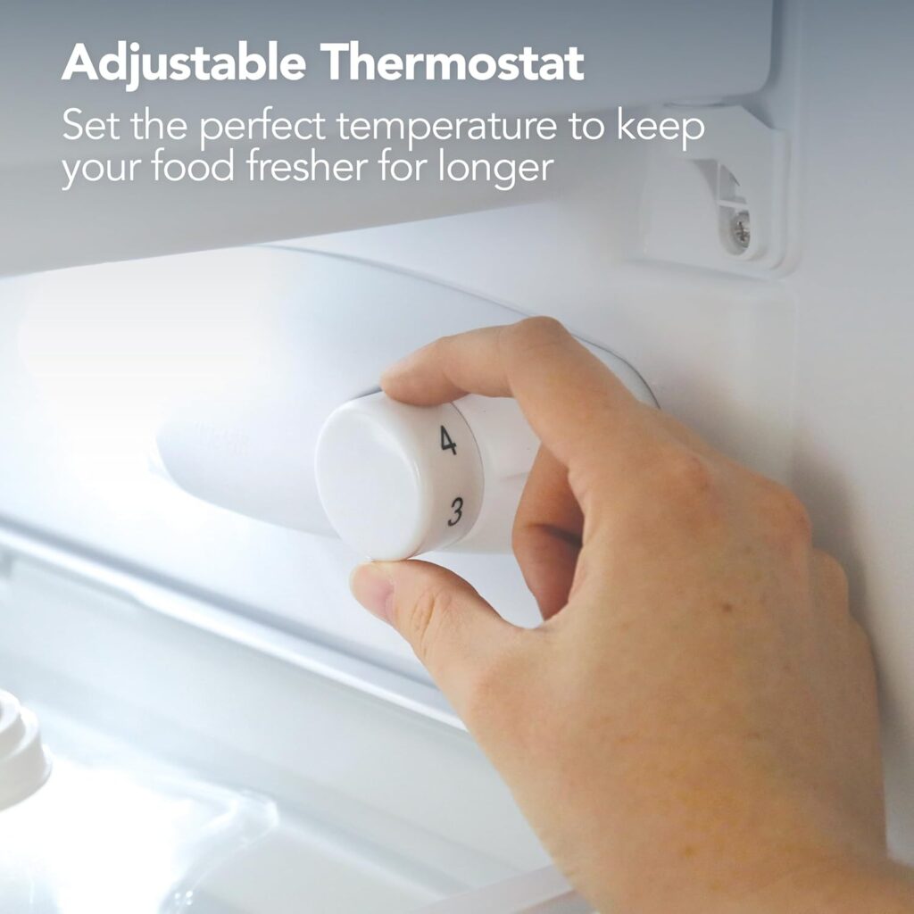 Igenix IG155W Freestanding Under Counter Fridge With 2 Adjustable Shelves, 1 Salad Drawer, 3 Door Shelves, Reversible Door, 97 Litre Capacity Fridge, 16 Litre Ice Box, 55 cm Wide, White          [Energy Class E]