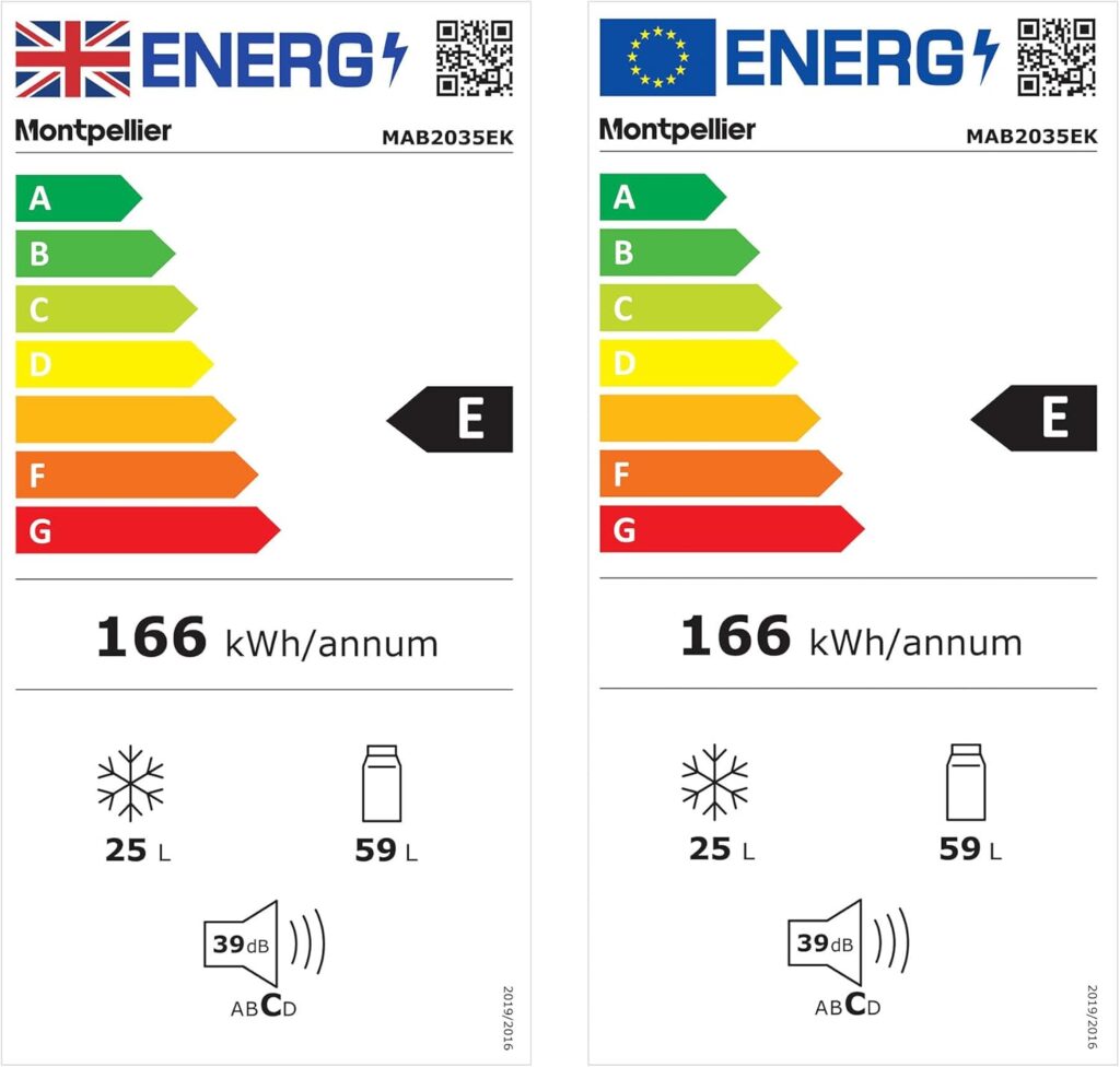Montpellier MAB2035EK Black Retro Undercounter Fridge Freezer          [Energy Class E]