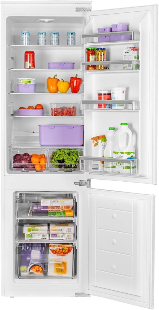 SIA RFI105/EI 50/50 Split Built In Integrated Fridge Freezer, 240L Capacity, Reversible Door, Internal LED Light, Electronic Temperature Control, 2 Years Parts  Labour Guarantee          [Energy Class E]