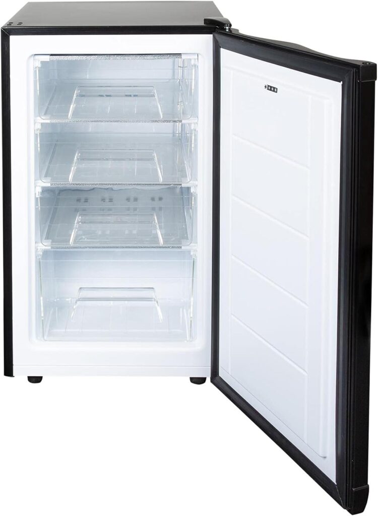 SIA UCF50BL Freestanding Under Counter Freezer, 77L Capacity, 4* Freezer Rating, E Rated, 50cm Wide, Reversible Door, Black, 2 Years Parts  Labour Guarantee          [Energy Class E]