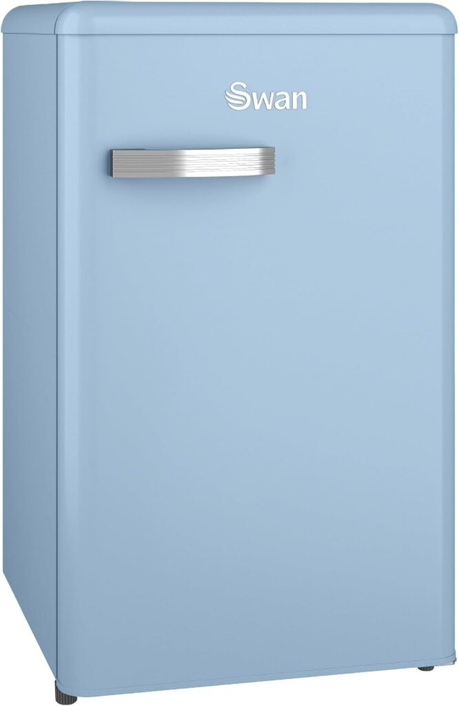 SWAN SR11010GNE Retro Free Standing Top Mounted 70/30 Split Fridge Freezer with Energy Class E, 3 Adjustable Shelves, Fast Freeze, Green          [Energy Class E]