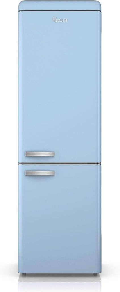 SWAN SR11010GNE Retro Free Standing Top Mounted 70/30 Split Fridge Freezer with Energy Class E, 3 Adjustable Shelves, Fast Freeze, Green          [Energy Class E]