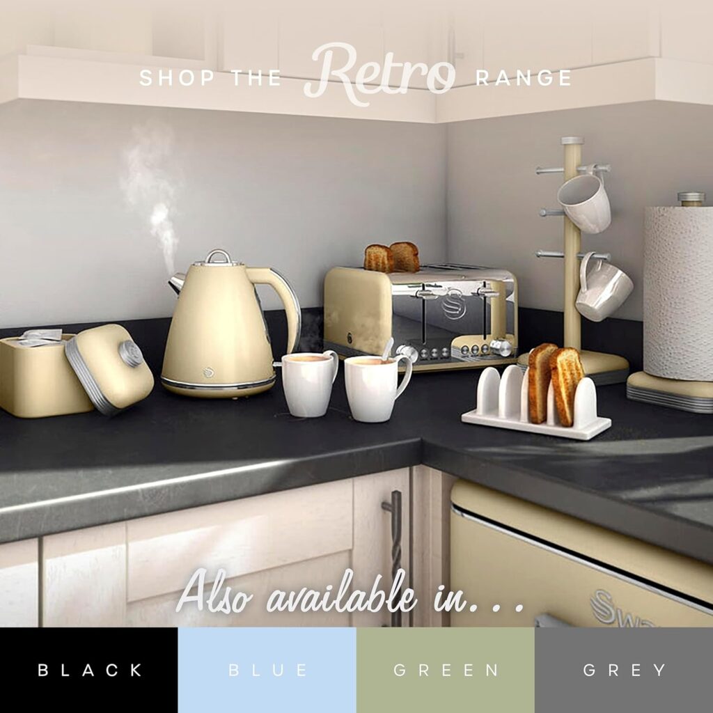 SWAN SR11035CNE Retro Under Counter Fridge with 77L Fridge Capacity, 13L Freezer Capacity, 1 Glass Shelf, 3 Door Shelves, 1 Salad Drawer, E Energy Rated, Cream          [Energy Class E]