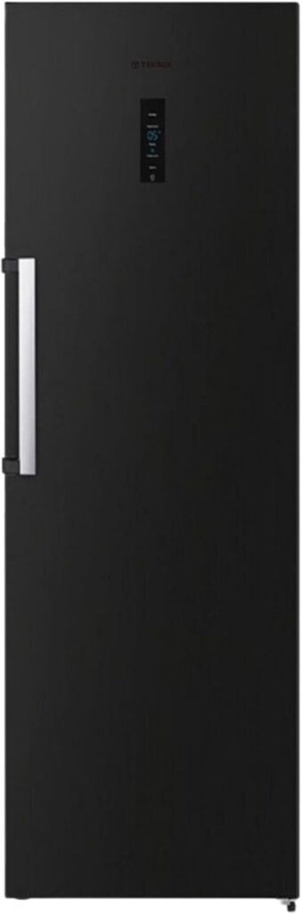 Teknix T60L2W 60cm Freestanding Tall Larder Fridge - Upright with 370L Capacity - Digital Controls - 6 Storage Compartments - White, H185.5 x W60.0 x D65.0 (cm)          [Energy Class E]