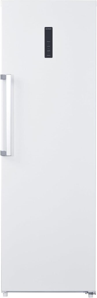 Teknix T60L2W 60cm Freestanding Tall Larder Fridge - Upright with 370L Capacity - Digital Controls - 6 Storage Compartments - White, H185.5 x W60.0 x D65.0 (cm)          [Energy Class E]
