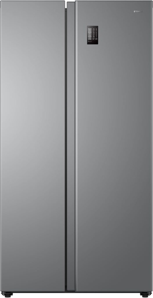Teknix TX2SBS1791PBIX American Side by Side Door Fridge Freezer - 530L Capacity - Frost Free - Digital Controls - Silver, H177.5 x W91.0 x D65.0 (cm)          [Energy Class E]