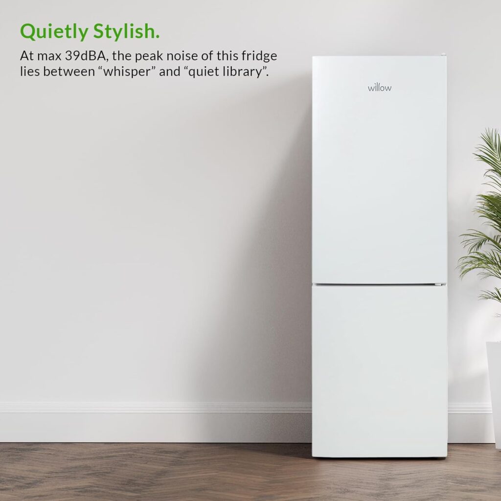 Willow WFF157W 157L Freestanding 70/30 Fridge Freezer with Adjustable Thermostat, Mark-Proof Finish, Low Frost, 2 Year Warranty - White          [Energy Class E]