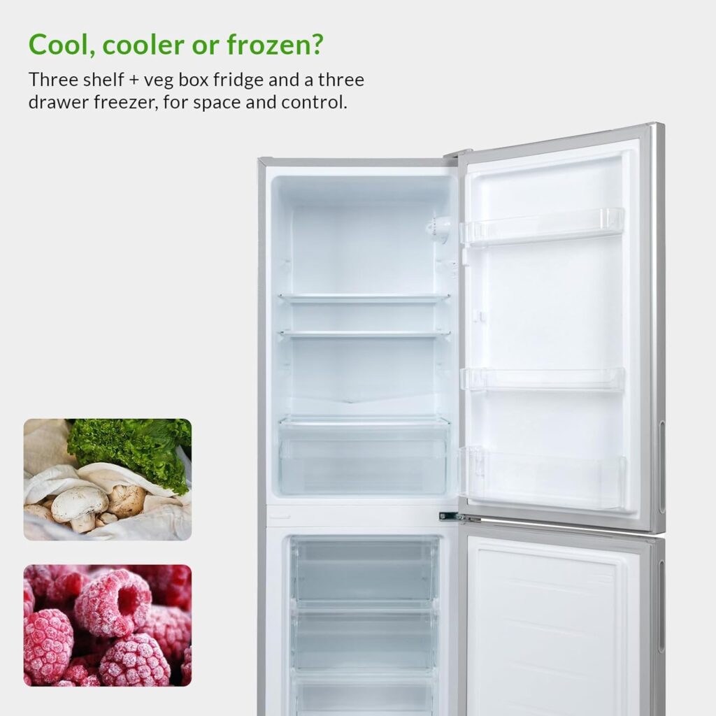 Willow WFF157W 157L Freestanding 70/30 Fridge Freezer with Adjustable Thermostat, Mark-Proof Finish, Low Frost, 2 Year Warranty - White          [Energy Class E]