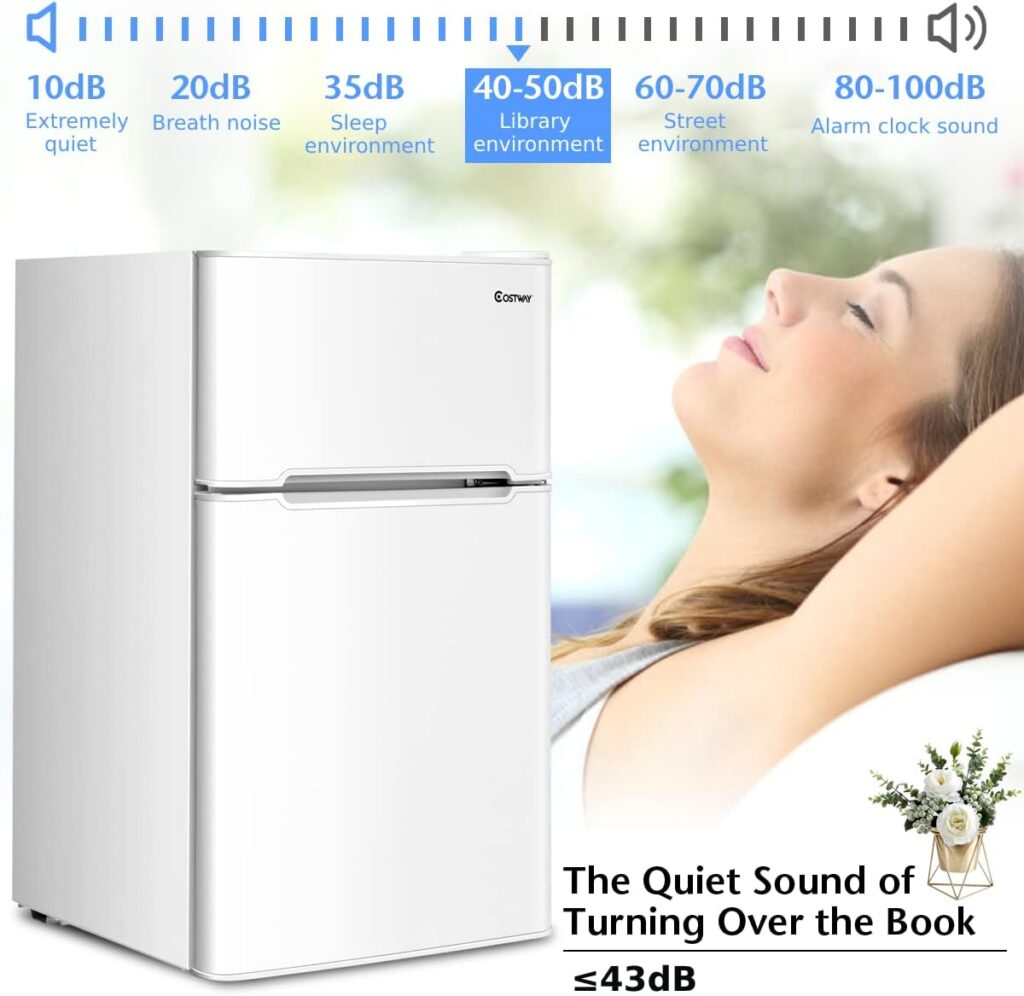 COSTWAY 90L Freestanding Undercounter Refrigerator, 2 Reversible Door Standard Mini Fridge Freezer with Adjustable Thermostat, Removable Glass Shelves, LED Light for Dorm Apartment Office (White) COSTWAY 90L Freestanding Undercounter Refrigerator, 2 Reversible Door Standard Mini Fridge Freezer with Adjustable Thermostat, Removable Glass Shelves, LED Light for Dorm Apartment Office (White)